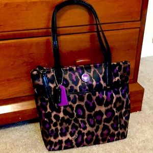 Coach purple leopard print shoulder bag NWT